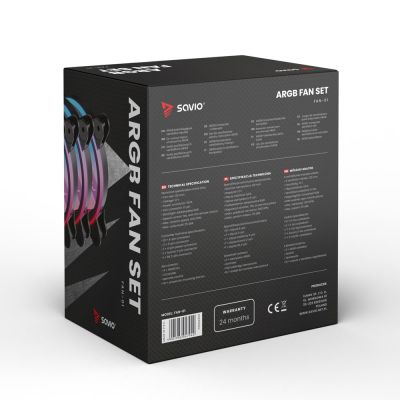 2. SAVIO SET MIT 4 ARGB-LÜFTERN 120 MM MIT STEUERUNG UND FERNBEDIENUNG FAN-01