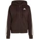 2. adidas Essentials Damen-Fleece-Hoodie mit 3 Streifen, durchgehendem Reißverschluss, braun, KX0784