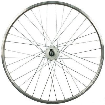 7. 28-Zoll-Vorderrad mit Shimano-Nabe und silberner Felge