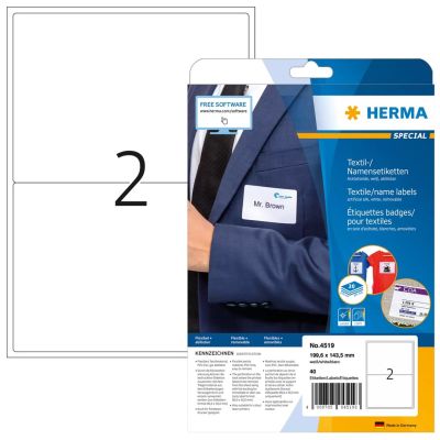 2. HERMA Textil/Namensetiketten A4 199,6x143,5mm in der Größe 40St.