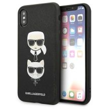 Karl Lagerfeld Saffiano Karl&Choupette Head Case für iPhone XS Max – Schwarz
