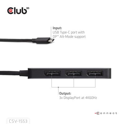 7. CLUB3D CSV-1553 USB-Type-C-Hubs und -Konzentratoren, Schwarz