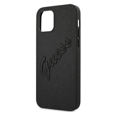 6. Guess Saffiano Vintage Script Case für iPhone 12 Pro Max 6,7" - Schwarz