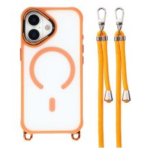 iPhone 17 Hülle mit verstellbarem Schultergurt und MagSafe-kompatiblem Kamerarahmen als Ständer – Orange