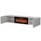 6. TULA TV-Schrank 183x35x37 weiß matt + schwarzer Kamin
