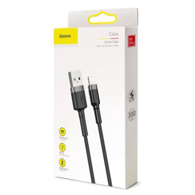 9. Baseus Cafule USB-A / Lightning 2A QC 3.0 Kabel 3 m - Schwarz und Grau