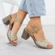 12. Damen-Sandalen mit Flechtoptik und Blockabsatz, beige M.Daszyński MR24125-4