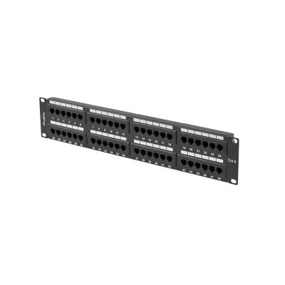 2. LANBERG Patchpanel, 48 Ports, 2 HE, Cat.6, Schwarz, PPU6-2048-B