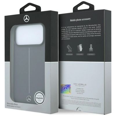 8. Mercedes Leder-Halbhülle mit ikonischer Linie und MagSafe-Design für iPhone 18 Pro / 17 Pro – Dunkelgrau