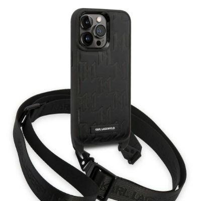 3. Karl Lagerfeld KLHCP14LSTMK iPhone 14 Pro 6.1" Hardcase schwarz/schwarz Monogram Plaque Logo Strap