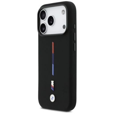 2. BMW M Silikon-MagSafe-Hülle mit dreifarbiger Linie für iPhone 17 Pro – Schwarz