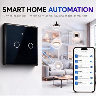 2. QOLTEC LICHT-EIN/AUS-SCHALTER | 2-KANAL-TOUCH-BEDIENUNG | WLAN | TIMER | TUYA | SCHWARZ