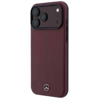 2. Mercedes Leder-Halbhülle mit ikonischer Linie und MagSafe-Funktion für iPhone 18 Pro Max / 17 Pro Max – bordeauxrot