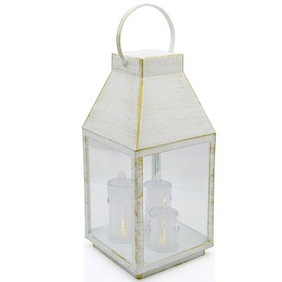 Adventslaterne Roraty LED-Laterne 35 cm 3 Kerzen Weiß