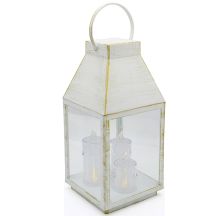 Adventslaterne Roraty LED-Laterne 35 cm 3 Kerzen Weiß