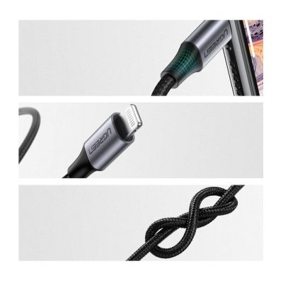 6. Ugreen Kabel AUX MFI Lightning Audiokabel - 3,5 mm Miniklinke 1 m grau (70509)