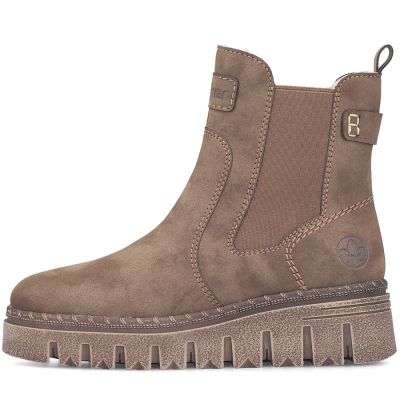 3. Bequeme beige Damen-Stiefeletten mit Keilabsatz Rieker Z8960-25
