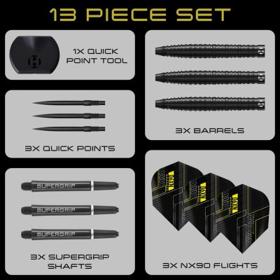 6. Harrows NX-90 Black Edition QP Darts, 90 % Stahlspitze