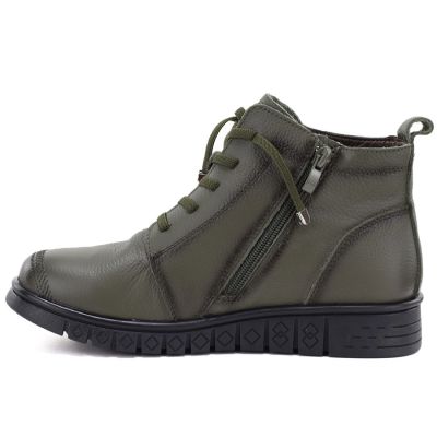 3. Bequeme Damen-Lederstiefeletten in Khaki T.Sokolski OL67-1