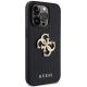 4. Guess Lederhülle mit perforiertem 4G-Glitzer-Logo für iPhone 15 Pro – Schwarz