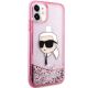 5. Karl Lagerfeld Glitzer-Hülle mit Karl-Kopf-Motiv für iPhone 11/XR – Pink