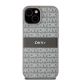 3. DKNY Lederhülle mit Monostreifen und Metalllogo für iPhone 15 Plus / 14 Plus – Beige