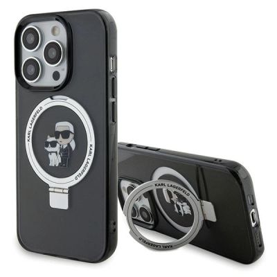 Karl Lagerfeld KLHMP15XHMRSKCK iPhone 15 Pro Max 6,7" schwarz/schwarz Hardcase Ringständer Karl&Choupette MagSafe