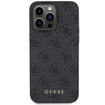 3. Guess 4G Metal Gold Logo iPhone 15 Pro Hülle - Grau
