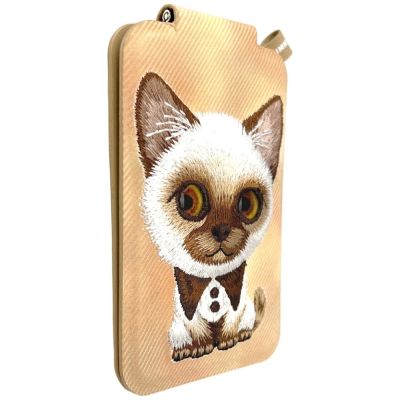 6. Nimmy Neue magnetische Geldbörse mit großen Augen und niedlichen Haustieren 2.0 Katze mit Handyhalterung – Braun
