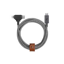 Native Union Gürtelkabel Duo Pro 240W USB-C - USB-C / Lightning, 2,4 m (Zebra)