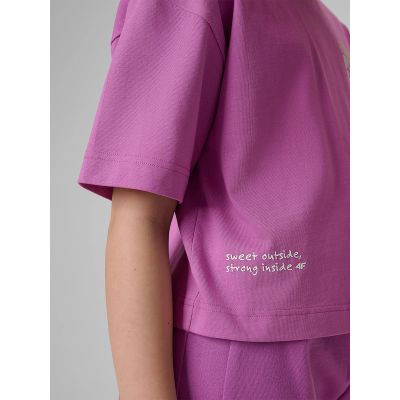 4. Lockeres T-Shirt mit Mädchenmuster 4F 4FJRSS26TTSHF3827-51S