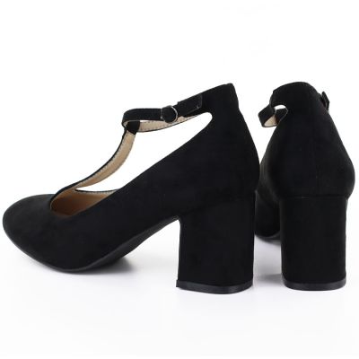 3. Schwarze Wildlederpumps mit Riemen, Mascara 834284