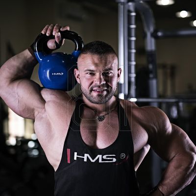 43. HMS KNV08 BLUE vinylbeschichtete Kettlebell aus Gusseisen 