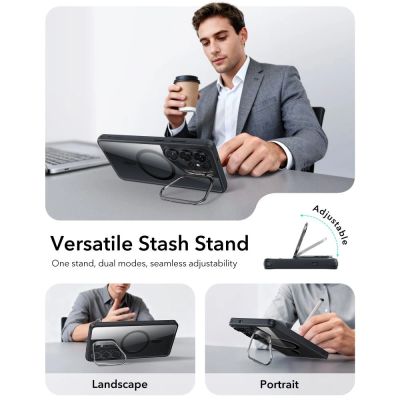 3. ESR Classic Hybrid Kickstand MagSafe Hülle für Samsung Galaxy S26 Ultra – Transparent Schwarz