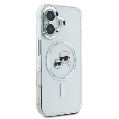 4. Karl Lagerfeld IML Metal Karl&Choupette Head MagSafe Hülle für iPhone 16 - Weiß