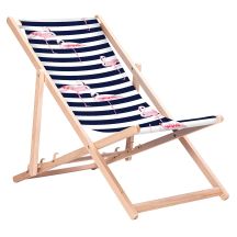 GRÜNBLAUER KLASSISCHER BEECHEN-DECKSTUHL MIT FLAMINGO-DRUCKMUSTER GB183 FLAMINGO
