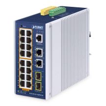 PLANET IP30 Industrieller L2/L4 16-Port Managed L2/L4 Gigabit Ethernet (10/100/1000) PoE-Unterstützung Aluminium, Blau
