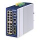 PLANET IP30 Industrieller L2/L4 16-Port Managed L2/L4 Gigabit Ethernet (10/100/1000) PoE-Unterstützung Aluminium, Blau