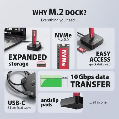 3. Axagon ADSA-M2C11L Festplatten-Dockingstation USB 3.2 Gen 2 (3.1 Gen 2) Typ-C Schwarz