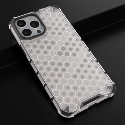 14. Honeycomb Handyhülle Schutzhülle mit TPU Rahmen für iPhone 13 Pro Max transparent