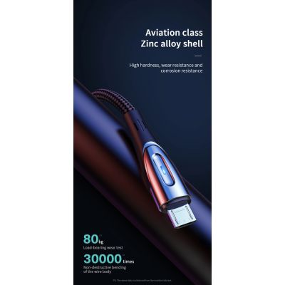 9. Joyroom Sharp Series S-M411 USB-A/Micro-USB 3A-Kabel 2 m mit Ladeanzeige – Schwarz