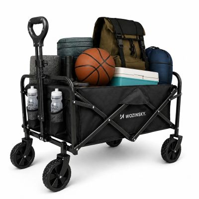 2. Wozinsky WZP-80 Strand-, Touristen- und Gartenwagen, robust, breite Räder, bis 80 kg - schwarz
