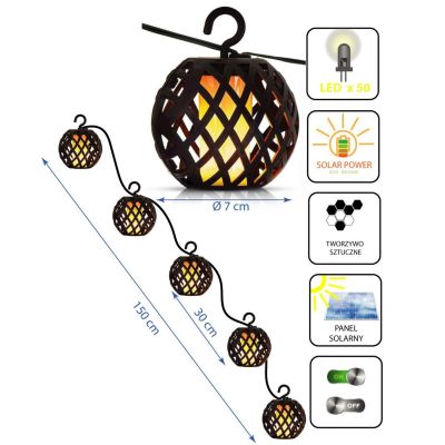 58. Solarlampen-Feuerbälle 7 cm 5 Stück