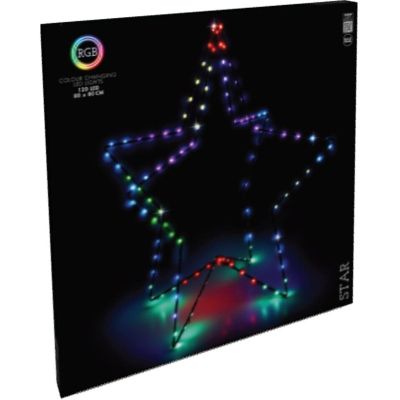 24. 3D-DEKORATIVER STEHENDER STERN 120 LED RGB 80CM