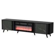 VOLARE TV-Schrank 200x39x49 schwarz/san sebastian + Kamin