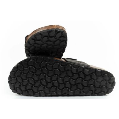 9. Bio Bio Herren-Slipper, profilierte Flip-Flops, Naturleder, schwarz