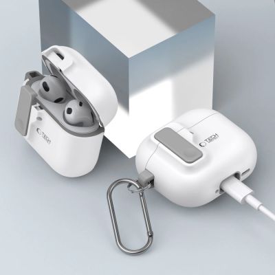 8. Tech-Protect Slim Hook-Hülle für AirPods 4 – weiß