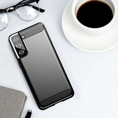 5. Carbon Case Flexibel Handyhülle TPU Schutzhülle für Samsung Galaxy S21+ 5G (S21 Plus 5G) schwarz