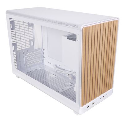 Lian Li DAN A3-mATX PC-Gehäuse Wood Edition, gehärtetes Glas, Micro-ATX – Buche, Weiß
