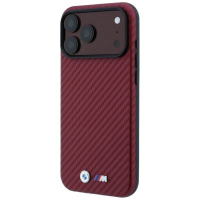2. BMW M Carbon Metal Logo MagSafe Hülle für iPhone 17 Pro Max / 18 Pro Max - Burgunderrot